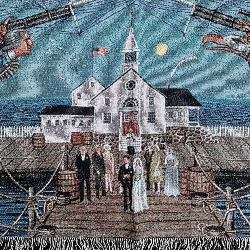 Charles Wysocki Antique Store Quilts Village‎ Home Woven Blanket Throw Tapestry